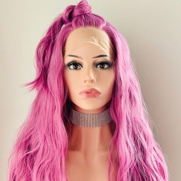 Gorgeous 24” Pink Berry 13x2.5 Lace Front Premium Fiber Wig for Daily Wear/Event - Picture 8 of 13